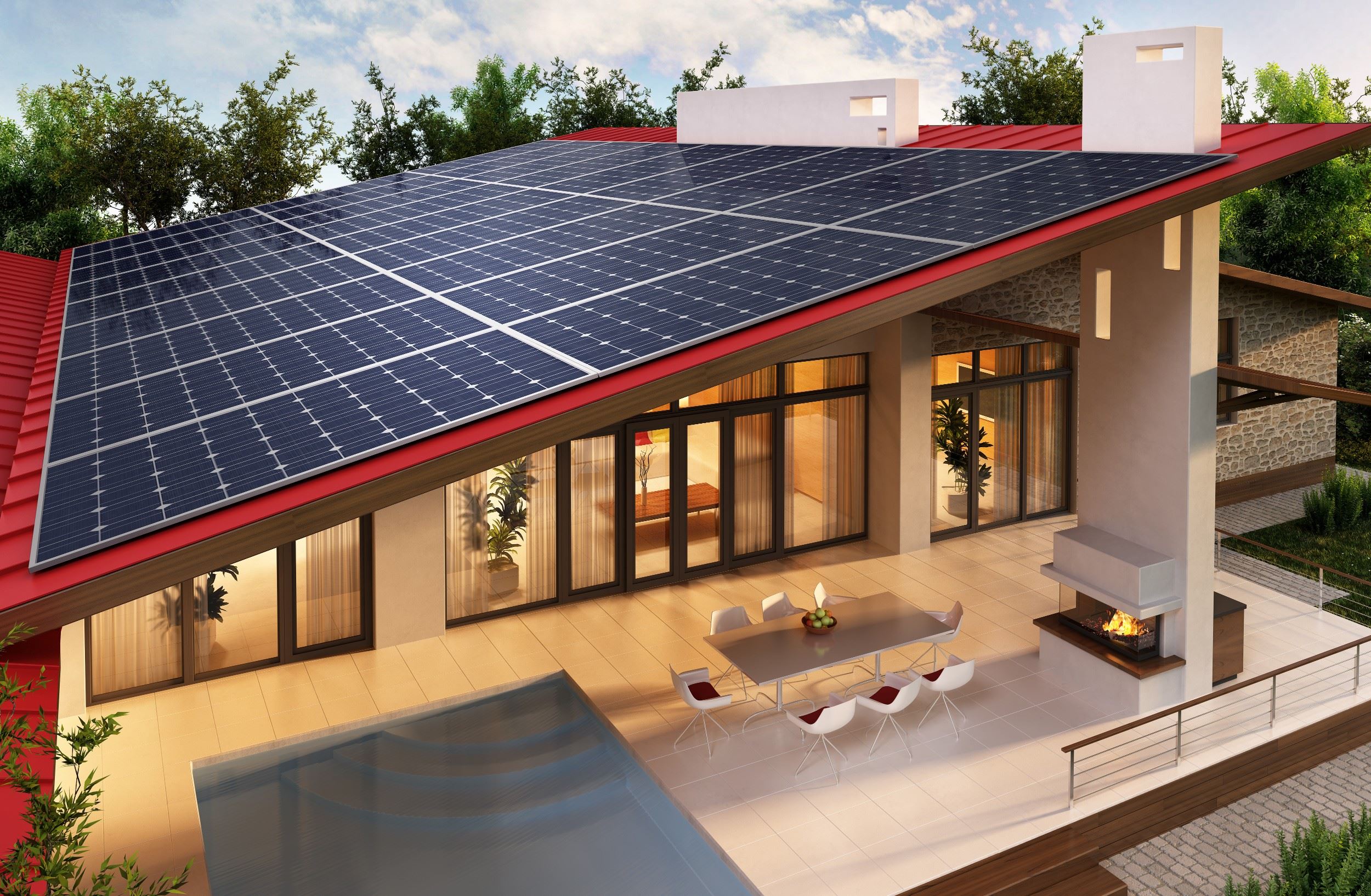 Solar Panels House Roof House Roof Solar Panels
