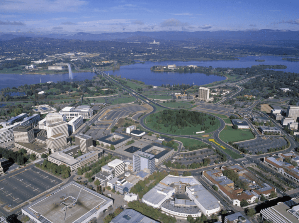 Aerial view of Canberra