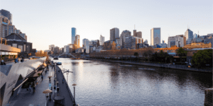Melbourne Skyline over river