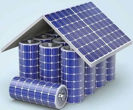 battery and solar shaped like house