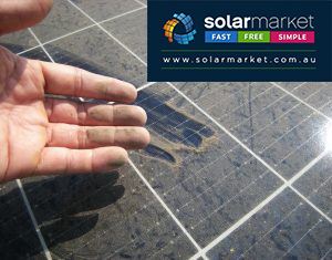 hand showing dirt on solar panels