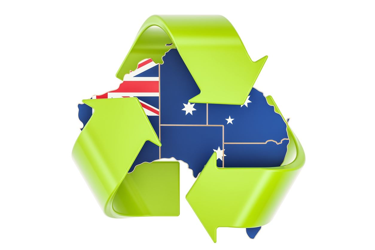 recycling arrows around Australia shape
