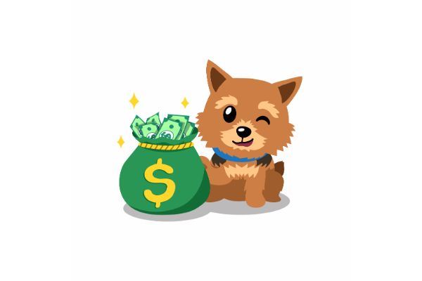 dog with bag of cash