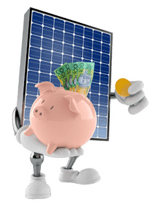 solar panel holding piggy bank