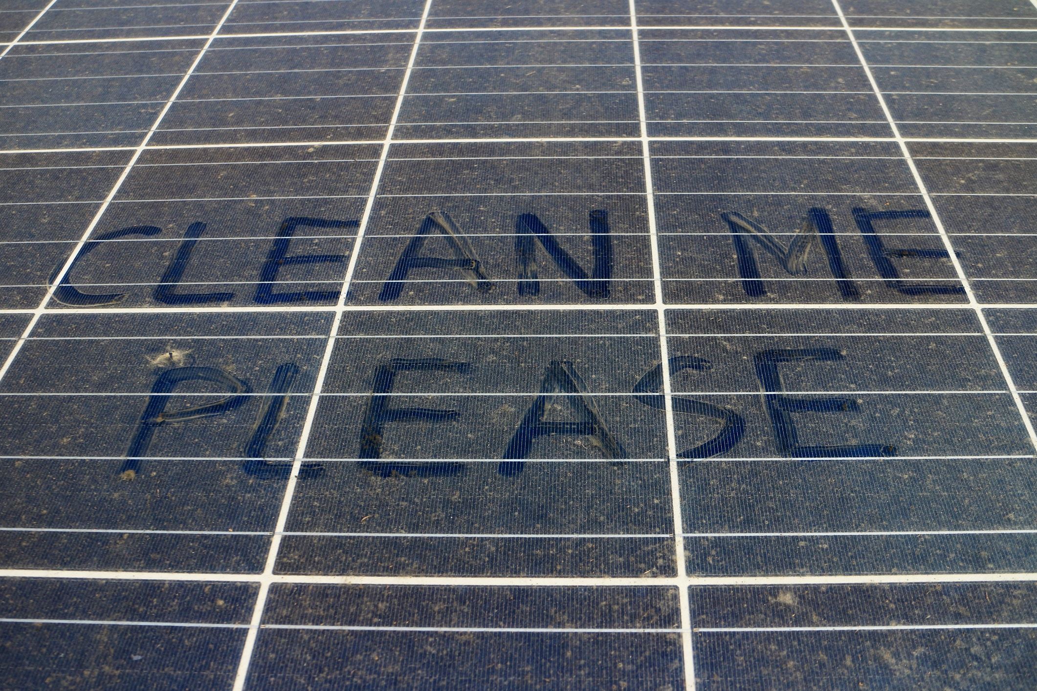 Dusty Solar Panels Maintenance Cleaning