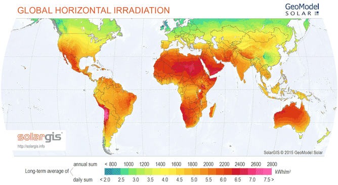 world map of irradiation
