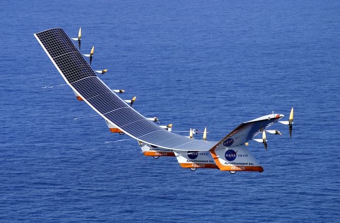 solar plane over ocean