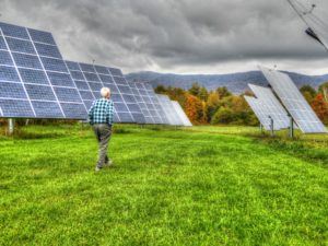 Old Man Solar Panels Field