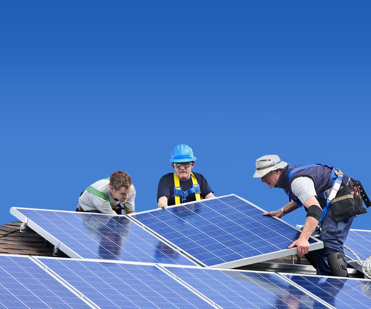 3 men installing solar