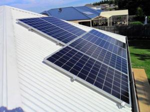 Solar panels on tin roof